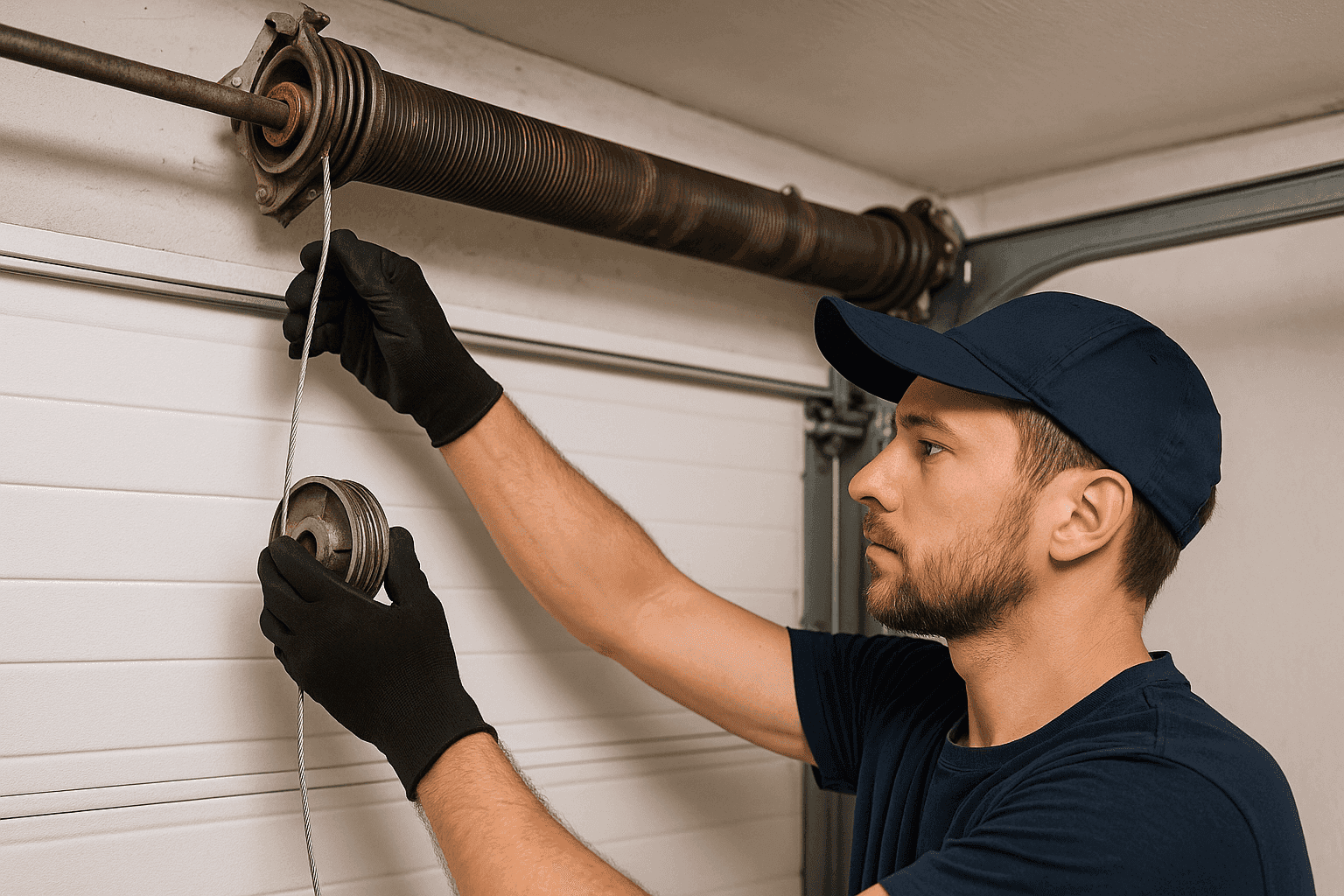 Overhead garage door hardware repair