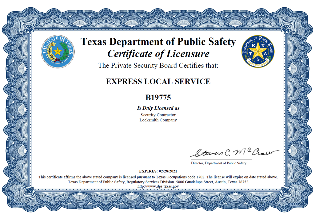 Certificate of Licensure